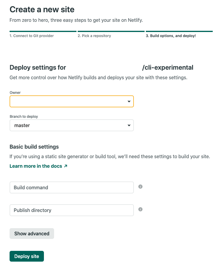 Netlify Setup Image